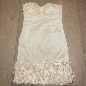 Strapless ivory cream mini dress with petals size medium